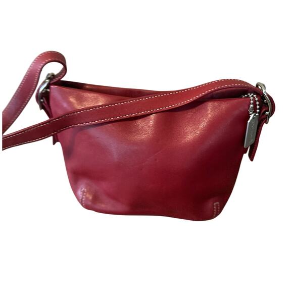 Coach Mini Bag Women's Red Leather Adjustable Strap Casual Bag with Hangtag - Picture 3 of 10